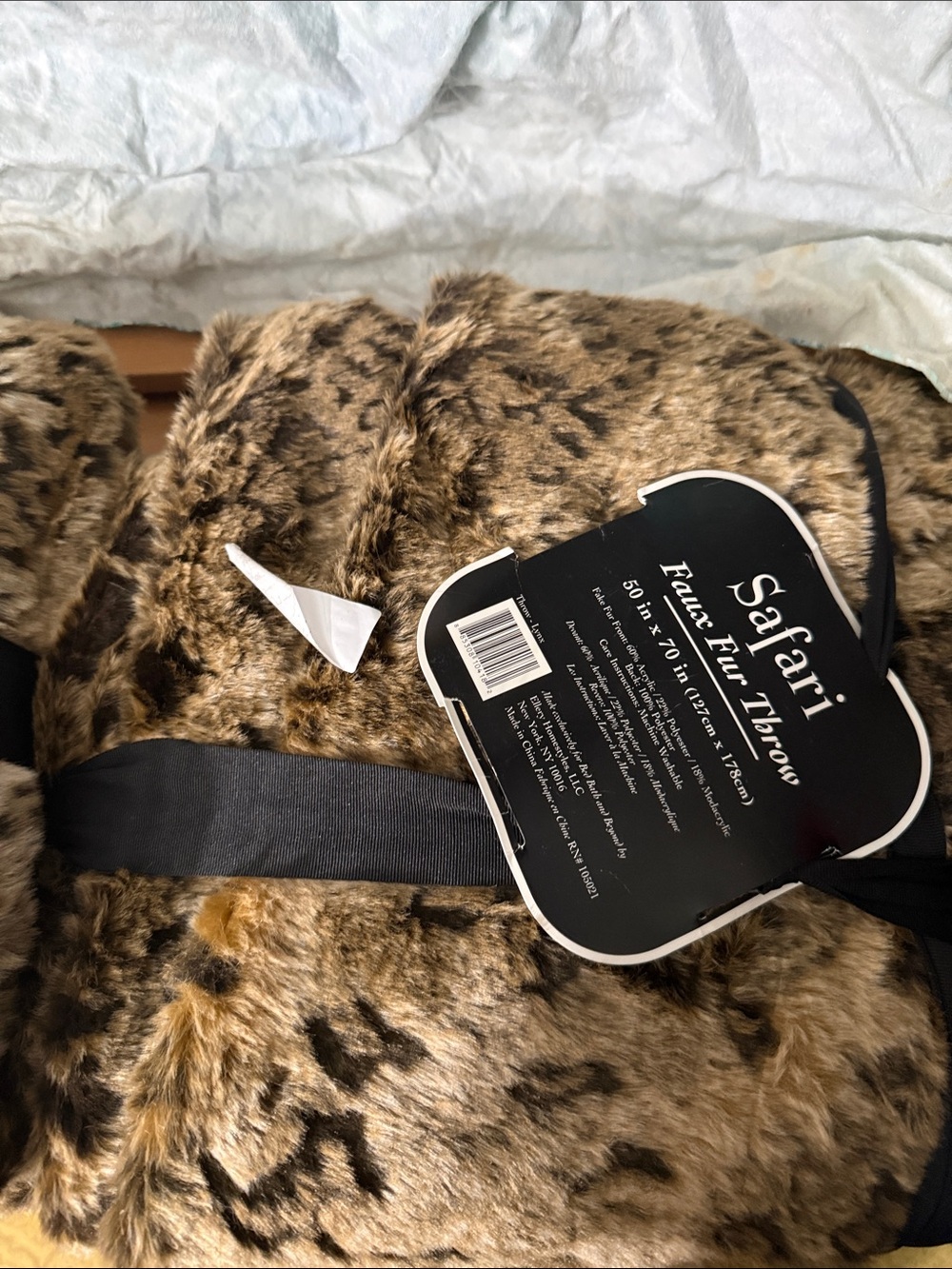 Safari Faux Fur Throw Blanket - Brown Leopard Print - Picture 4 of 4